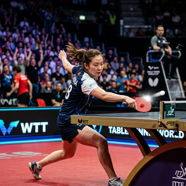Table tennis action shot